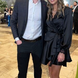 Lovers + Friends Black Satin Mini Dress